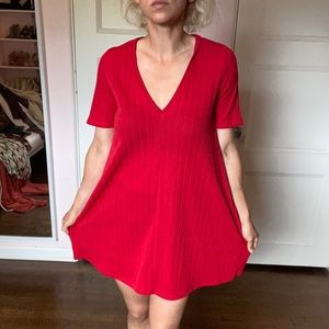 Zara mini tent shift babydoll dress red